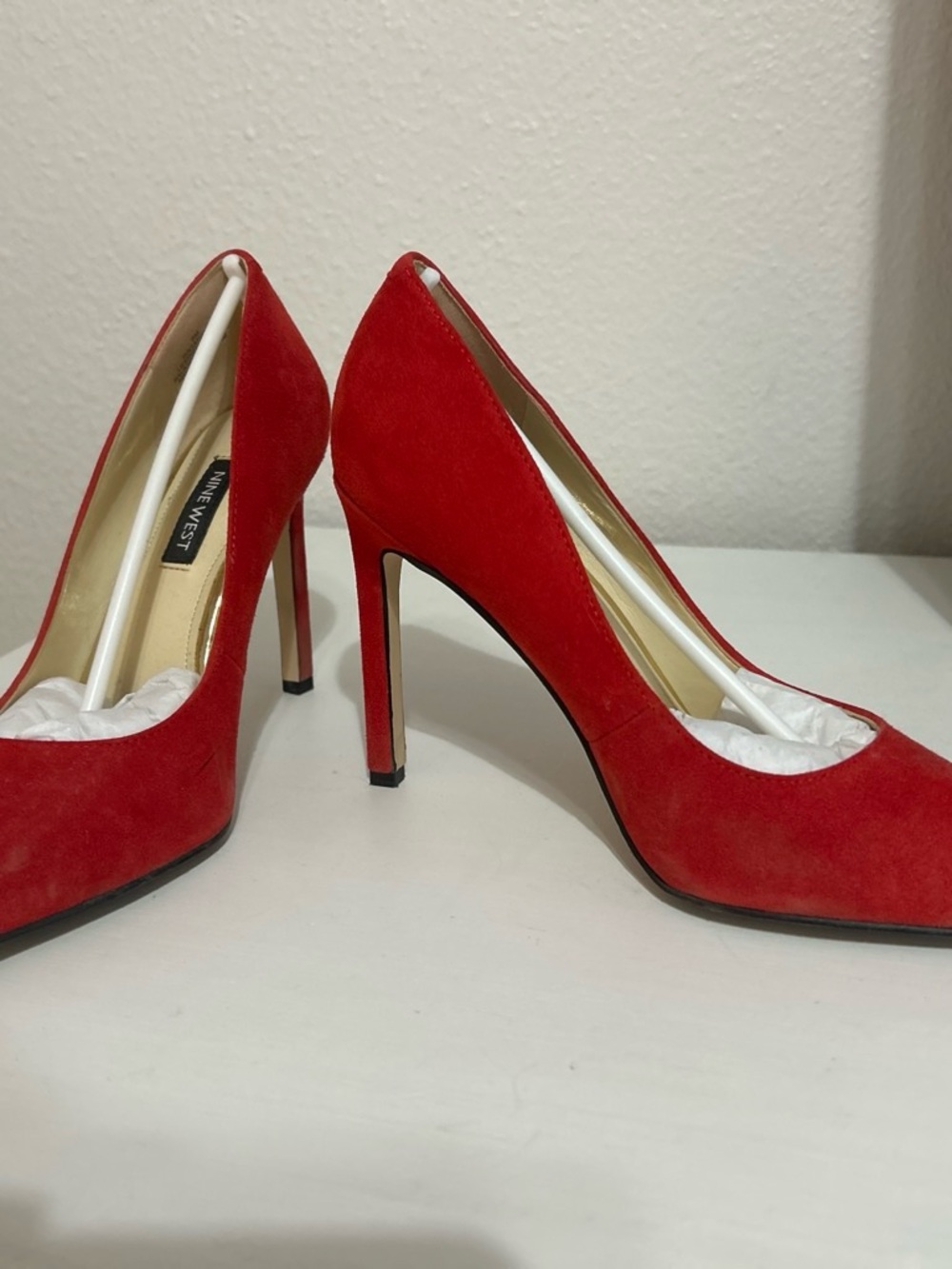 Nine West Red Suede Pointed-Toe Stiletto Pumps